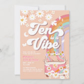 Ten is een Vibe Groovy Daisy Rainbow 10e verjaarda Kaart (Voorkant)