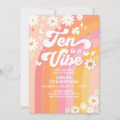 TEN is een Vibe Helder Roze 10e Groovy Verjaardag Kaart (Voorkant)