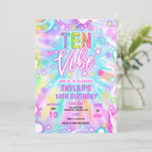 Ten is een Vibe Neon Glow 10e verjaardagsfeestje Kaart (Staand voorkant)