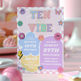 Ten is een vibe preppy patch 10e verjaardagsfeestj kaart