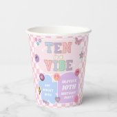 Ten is een vibe preppy patch 10e verjaardagsfeestj papieren bekers (Achterkant)