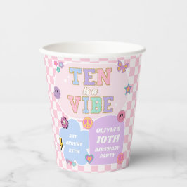 Ten is een vibe preppy patch 10e verjaardagsfeestj papieren bekers