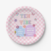 Ten is een vibe preppy patch 10e verjaardagsfeestj papieren bordje (Voorkant)
