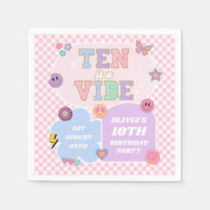 Ten is een vibe preppy patch 10e verjaardagsfeestj servet