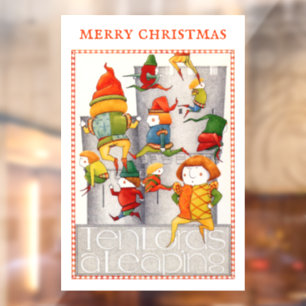 TEN LORDS A LEAPING 12x18 Window Cling Raamsticker
