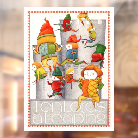 TEN LORDS A LEAPING 8x11 Window Cling Raamsticker (Vel 2)