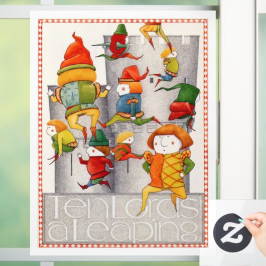 TEN LORDS A LEAPING 8x11 Window Cling Raamsticker (Huis)