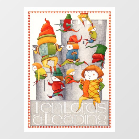 TEN LORDS A LEAPING 8x11 Window Cling Raamsticker (Vel)