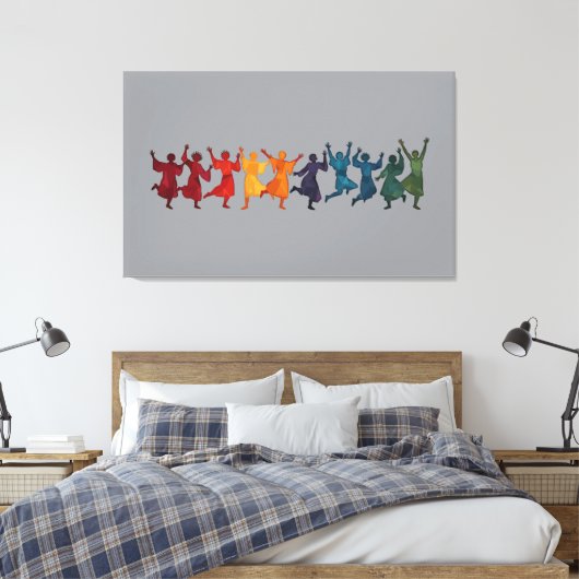 Ten Lords A Leaping Cut-Out Stencil-Style 4 Canvas Afdruk (Insitu (Slaapkamer))