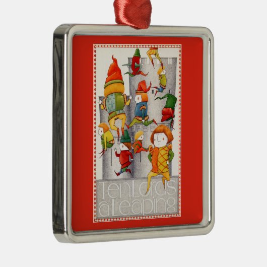 TEN LORDS A LEAPING Premium Square Ornament - Rood (Rechts)