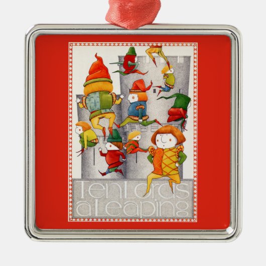 TEN LORDS A LEAPING Premium Square Ornament - Rood (Voorkant)