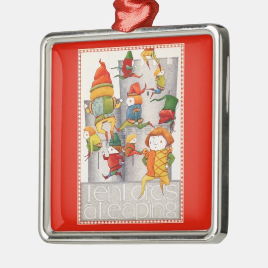 TEN LORDS A LEAPING Premium Square Ornament - Rood (Links)
