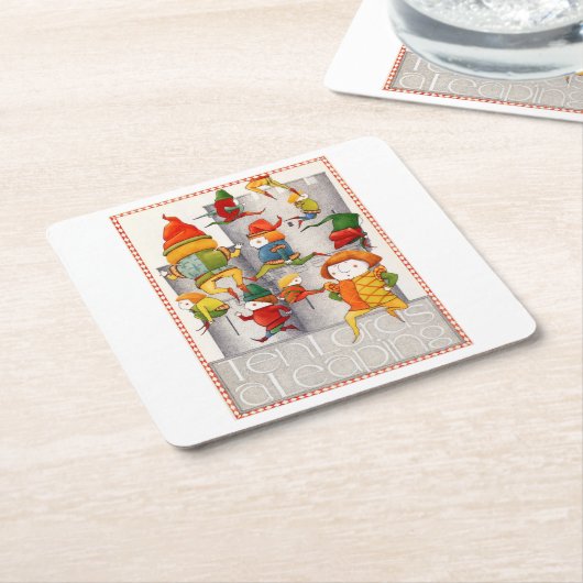 TEN LORDS A LEAPING Square Paper Onderzetters (Schuin)