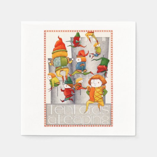 TEN LORDS A LEAPING Standaard Cocktail Papier Serv Servet (Voorkant)