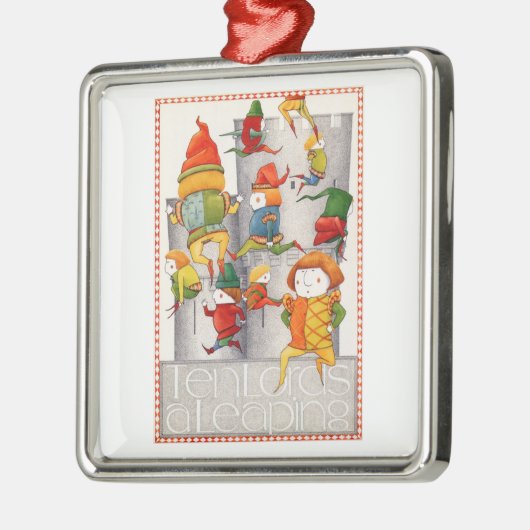 TEN LORDS EEN SPRINGEND Premium Square Ornament (Links)