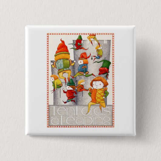 TEN LORDS EEN SPRINGENDE Vierkante Pin Button (Voorkant)
