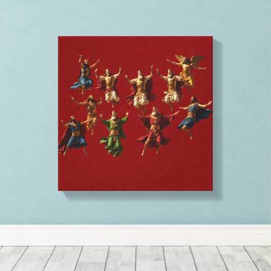 Ten Lords Leaping The Ten Commandments Vector  Canvas Afdruk (Insitu (Houten vloer))