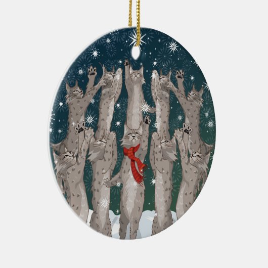 Ten Lynx a-Leaping double-sided ceramic ornament (Rechts)