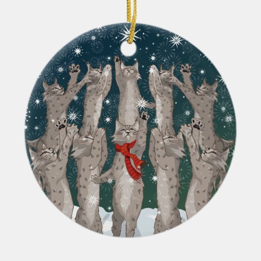 Ten Lynx a-Leaping double-sided ceramic ornament (Voorkant)