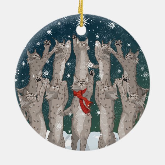 Ten Lynx a-Leaping double-sided ceramic ornament (Achterkant)