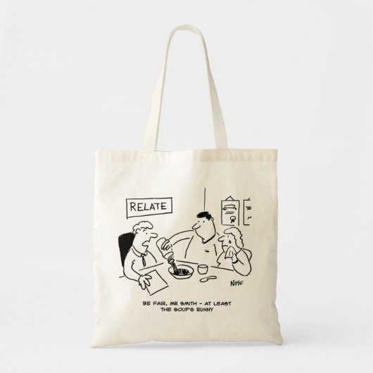 Ten minste de soep is runny tote bag (Voorkant)