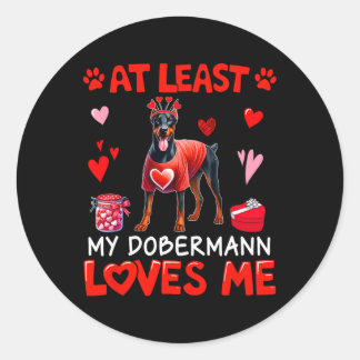 Ten minste mijn Dobermann die van me houdt Valenti Ronde Sticker