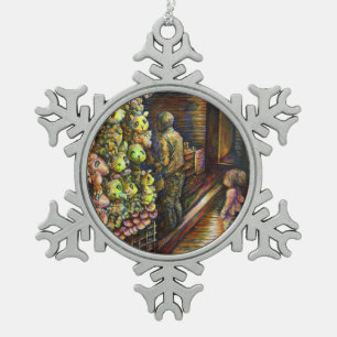 Ten noorden van het Circus Tin Sneeuwvlok Ornament