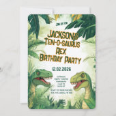 Ten-o-saurus Rex Boy Dino Verjaardagsfeest Kaart (Voorkant)