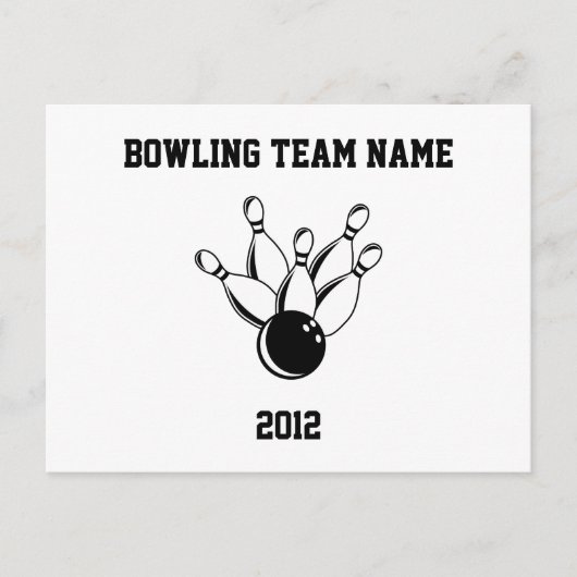 Ten Pin Bowling, Bowling Team Name, 2012 Briefkaart (Voorkant)