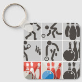 Ten Pin Bowling Icons Sport Sleutelhanger (Voorkant)