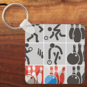 Ten Pin Bowling Icons Sport Sleutelhanger (Voorkant)