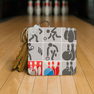 Ten Pin Bowling Icons Sport Sleutelhanger
