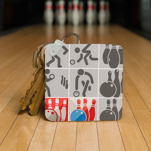 Ten Pin Bowling Icons Sport Sleutelhanger