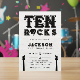Ten Rocks Gitaarplectrumpje 10e Verjaardagsfeestje Kaart