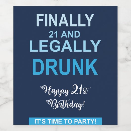 Ten slotte 21 en wettelijk Drink Wijnetiketten Wijn Etiket (Enkel label)