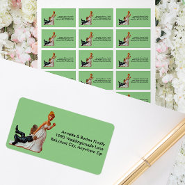 Ten slotte bruiloft Couple Funny Interracial Coupl Etiket