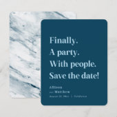 Ten slotte een partij Simple Text Navy Blue-minima Save The Date (Voorkant / Achterkant)