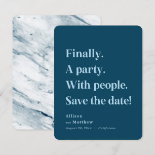 Ten slotte een partij Simple Text Navy Blue-minima Save The Date