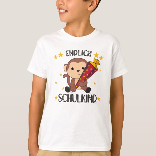 Ten slotte Schoolkind Monkey School Bag T-shirt (Voorkant)