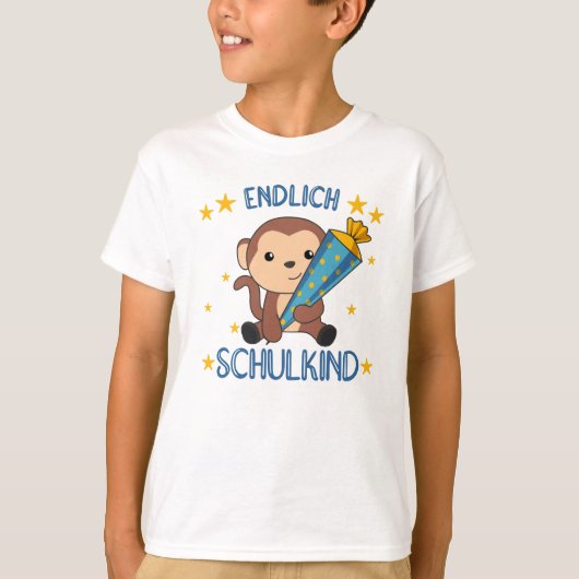 Ten slotte Schoolkind Monkey School Bag T-shirt (Voorkant)