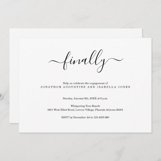 Ten slotte uitnodiging van de Engagement Party (Voorkant / Achterkant)