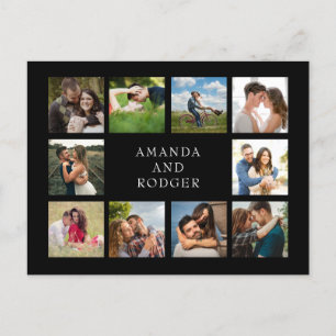 Ten Wedding Photo Collage Black Briefkaart