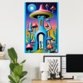 Ten zuidwesten van Mushroom Town Shroombillies Poster (Thuiskantoor)