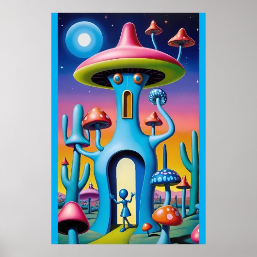 Ten zuidwesten van Mushroom Town Shroombillies Poster (Voorkant)