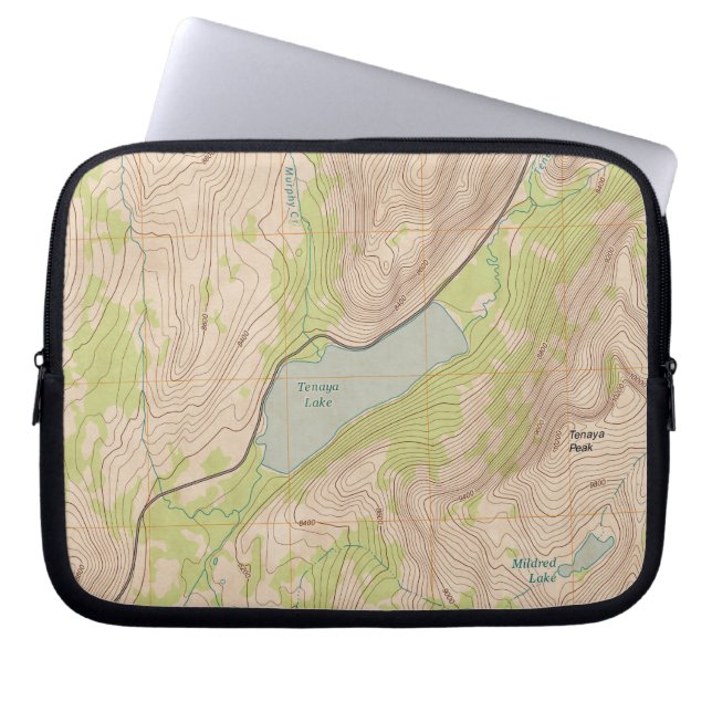 Tenaya Lake, Yosemite Topografische kaart Laptop Sleeve (Voorkant)