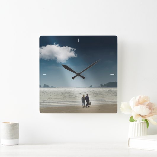 Tenby Beach Scene, Wales Vierkante Klok (Huis)