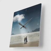 Tenby Beach Scene, Wales Vierkante Klok (Hoek)