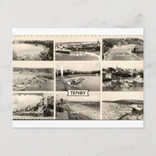 Tenby Haven Stranden Vintage Multiview Briefkaart