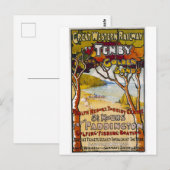 Tenby Paddington Beach Vintage Travel Briefkaart (Voorkant / Achterkant)