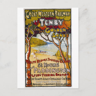 Tenby Paddington Beach Vintage Travel Briefkaart